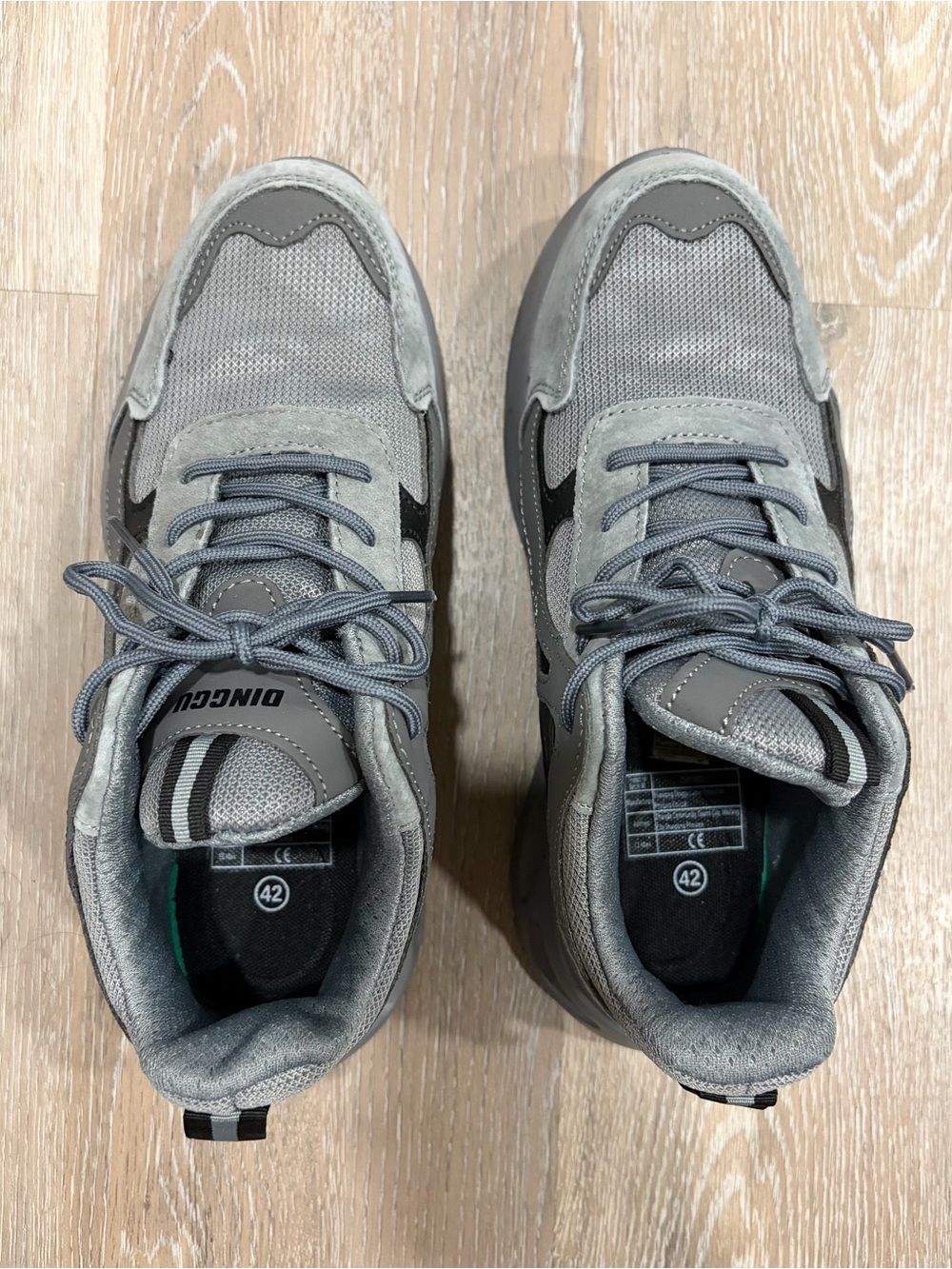 Men's Grey Athletic Sneakers with Mesh and Suede